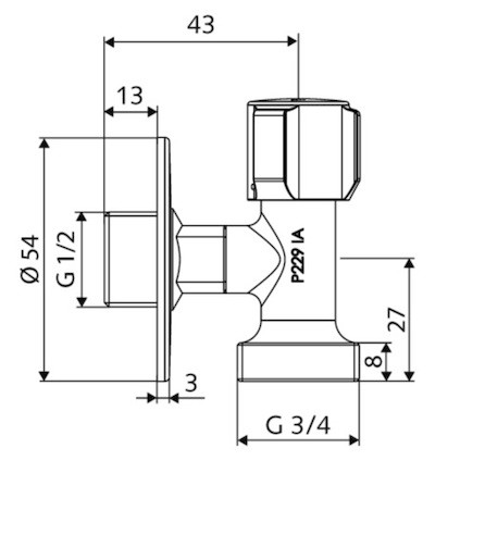 Pračkový ventil Schell Comfort 3/4 "horný ovládanie CR 05440