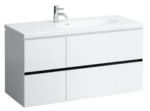 Kúpeľňová skrinka pod umývadlo Laufen Palomba 118,5x47,5x57,5 cm biela mat H4073041802201