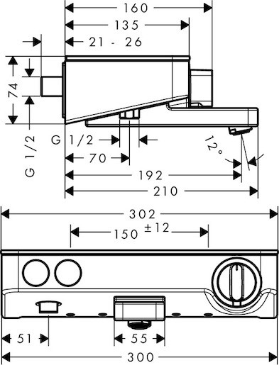 Vaňová batéria Hansgrohe ShowerTablet Select s poličkou 150 mm chróm 13151000