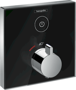 Sprchová batéria Hansgrohe Showerselect Glass bez podomietkového telesa čierna / chróm 15737600