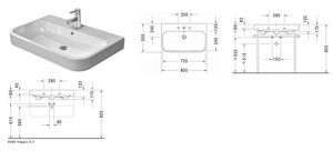 Umývadlo Duravit Happy D.2 80x50,5 cm otvor pre batériu uprostred 2318800000