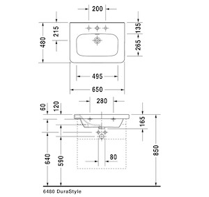 Nábytkové umývadlo Duravit Durastyle 65x48 cm otvor pre batériu uprostred 2320650000