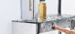 Sprchový systém Hansgrohe Raindance Select E na stěnu s termostatickou batériou chróm 27127000