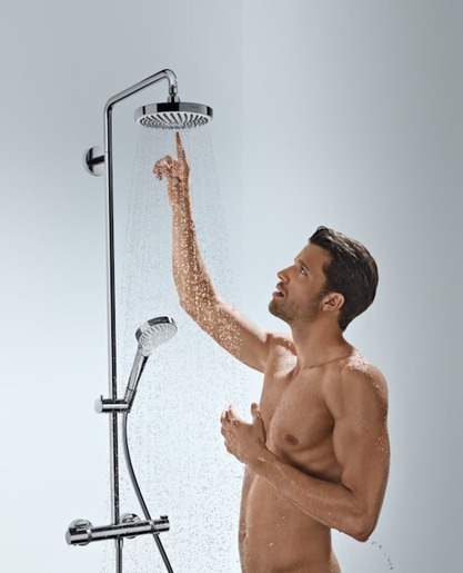 Sprchový systém Hansgrohe Croma Select S na stěnu s termostatickou batériou biela/chróm 27253400