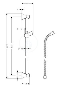 Sprchová tyč Hansgrohe Unica so sprchovou hadicou chróm 27617000