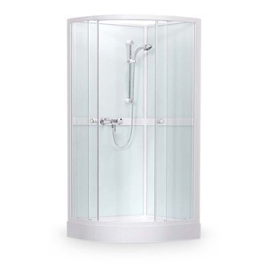 Sprchový box s vaničkou a farbou profilov v bielej farbe, výplň je z číreho skla bez dekoru. Posuvný systém otvárania. Ľavá i pravá orientácia.