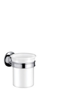 Elegantný nástenný držiak kefiek Hansgrohe zo série AXOR Montreux je vďaka svojmu nadčasovému dizajnu vhodnou voľbou do každej kúpeľne.