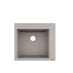 Granitový jednodrez vo farbe betónová šedá s montážou na pracovnú dosku o rozmeru 56x51 cm a hĺbkou 19 cm. Vhodný pre montáž do skrinky o šírke 60 cm.