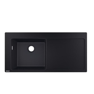 Granitový jednodrez s odkvapkávačom vo farbe grafitová čierna s montážou na pracovnú dosku o rozmeru 105x51 cm a hĺbkou 19 cm. Vhodný pre montáž do skrinky o šírke 60 cm.
