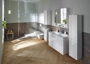Kúpeľňová skrinka s umývadlom Geberit Selnova 100x50,2x65,2 cm biela lesk 501.244.00.1