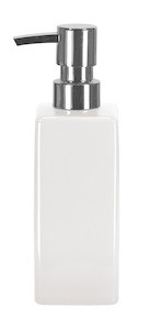 Praktický voľne stojaci dávkovač tekutého mydla FLASH, v bielej farbe, s veľkosťou 55x190 mm, je vďaka svojmu jednoduchému dizajnu vhodný kúpeľňový doplnok. 