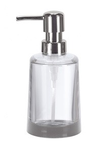 Praktický dávkovač tekutého mydla PINO, voľne stojaci, s rozmermi 70 x 165 mm, je vďaka svojmu jednoduchému elegantnému dizajmu vhodný kúpeľňový doplnok. 