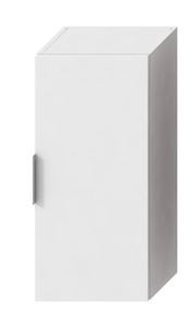 Závesná kúpeľňová skrinka nízká v bielej farbe o rozmere 34,5x25x75 cm. S pomalým zatváraním.