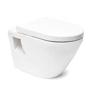 Závesné WC vrátane dosky so softclose, so zadným odpadom. Objem splachovania 3/6 litra.