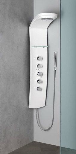 Sprchový panel Polysan Luk na stenu aj do rohu s termostatickou pákovou batériou biela/chróm 80325