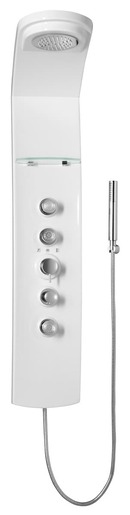 Sprchový panel Polysan Luk na stenu aj do rohu s termostatickou pákovou batériou biela/chróm 80325