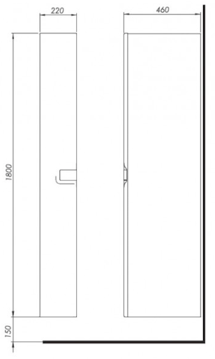 Kúpeľňová skrinka vysoká Kolo Twins 22x46x180 cm v prevedení grafit strieborný 88464000