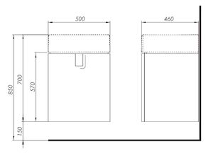 Kúpeľňová skrinka pod umývadlo Kolo Twins 50x46x57 cm v prevedení grafit strieborný 89484000