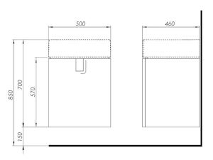 Kúpeľňová skrinka pod umývadlo Kolo Twins 50x46x57 cm v prevedení grafit strieborný 89496000