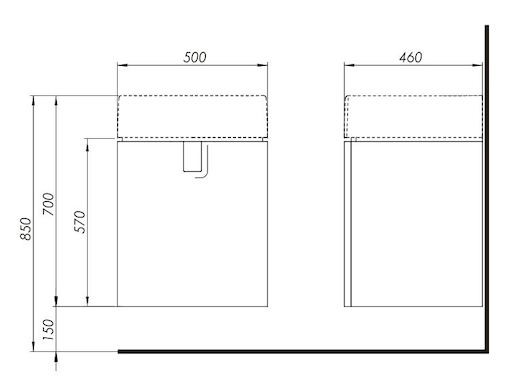 Kúpeľňová skrinka pod umývadlo Kolo Twins 50x46x57 cm v prevedení grafit strieborný 89496000