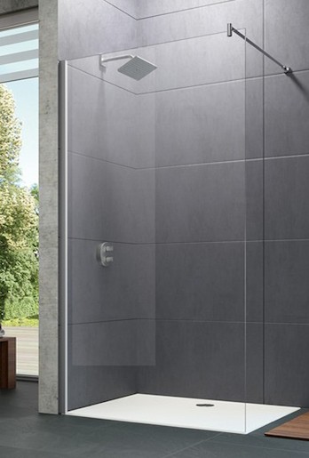 Bočná stena samostatne stojaca Design pure, šírka 120 cm x výška 200cm, profil lesklý chróm, sklo číre Antiplaque