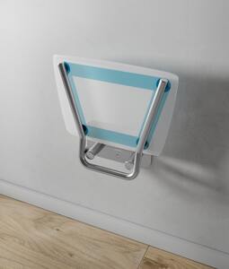 Sprchové sedátko Ravak  OVO B  sklopné š. 36 cm priesvitne biela / modrá B8F0000055