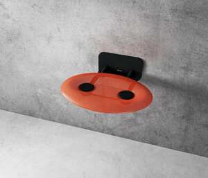 Sprchové sedátko Ravak  OVO P  sklopné š. 41 cm oranžová / čierna B8F0000058