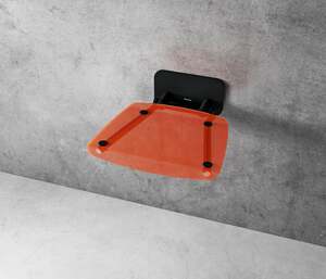 Sprchové sedátko Ravak  OVO B  sklopné š. 36 cm oranžová / čierna B8F0000061