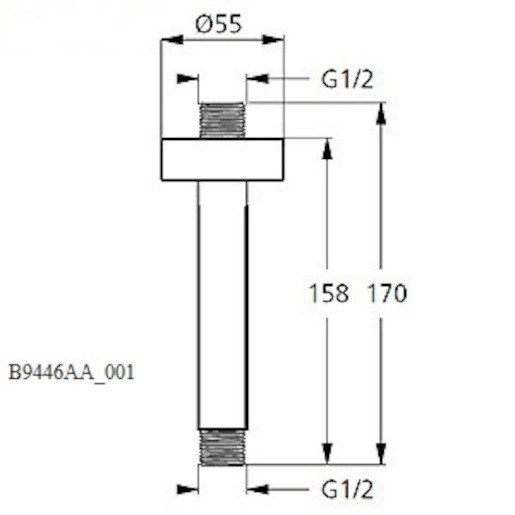 Prívod od stropu Ideal Standard Idealrain 15 cm B9446AA