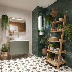 Kúpeľňová skrinka pod umývadlo Naturel Boho 80x76,1x45,5 cm sivo-zelená mat BOHO80SZBU