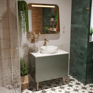 Kúpeľňová skrinka pod umývadlo Naturel Boho 80x76,1x45,5 cm sivo-zelená mat BOHO80SZBU