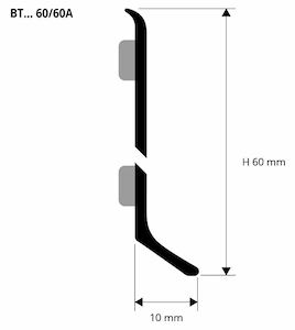 Soklová lišta Progress Profile strieborná, délka 200 cm, výška 6 cm, BTBS60
