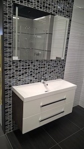 Kúpeľňová skrinka s umývadlom Naturel Cube Way 100x40 cm biela/wenge CUBE2100ZW