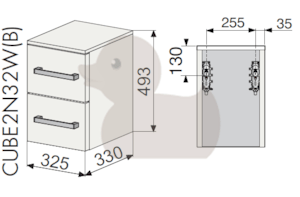 Kúpeľňová skrinka nízka Naturel Cube Way 32,5x33 cm biela CUBE2N32B