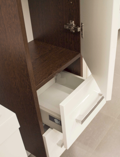 Kúpeľňová skrinka vysoká Naturel Cube Way 32,5x33 cm biela/wenge CUBE2V35W