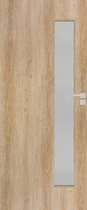 Moderné interiérové dvere, ktoré budú ozdobou každého interiéru. Dosková konštrukcia s dreveným rámom, voštinovou výplňou, biele matné sklo hr. 4 mm, odolná 3D fólia v žiadanom a veľmi peknom dekore. Dvere možno osadiť do existujúcej oceľovej zárubne v slovenskej norme alebo do obložkovej zárubne. Dvere majú dózický zámok na kľúč (WK) (rozteč 72 mm).