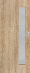 Moderné interiérové dvere, ktoré budú ozdobou každého interiéru. Dosková konštrukcia s dreveným rámom, voštinovou výplňou, biele matné sklo hr. 4mm, odolná 3D fóliou v žiadanom a veľmi peknom dekore. Dvere možno osadiť do existujúcej oceľovej zárubne v slovenskej norme alebo do obložkovej zárubne. Dvere majú dózický zámok na kľúč (WK) (rozteč 72 mm).