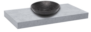 Závesná doska pod umývadlo bez umyvadla v dekore betonu s matným povrchom o rozmere 100x8x50 cm. Povrch v prevedení lamino.