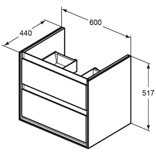 Kúpeľňová skrinka pod umývadlo Ideal Standard Connect Air 60x44x51,7 cm v kombinácii svetlo šedá lesk / biela mat E0818EQ