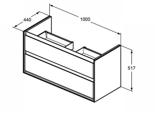 Kúpeľňová skrinka pod umývadlo Ideal Standard Connect Air 100x44x51,7 cm v kombinácii šedý dub / biela mat E0821PS