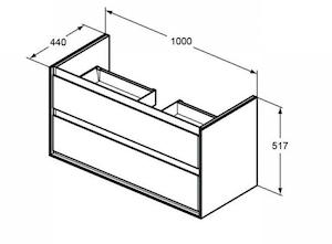 Kúpeľňová skrinka pod umývadlo Ideal Standard Connect Air 100x44x51,7 cm v kombinácii hnedá mat / biela mat E0821VY