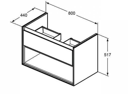 Kúpeľňová skrinka pod umývadlo Ideal Standard Connect Air 80x44x51,7 cm v kombinácii biela lesk / svetlo šedá mat E0827KN