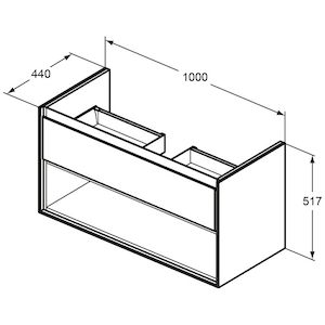 Kúpeľňová skrinka pod umývadlo Ideal Standard Connect Air 100x44x51,7 cm v kombinácii šedý dub / biela mat E0828PS