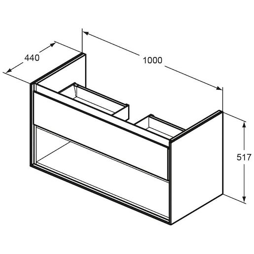 Kúpeľňová skrinka pod umývadlo Ideal Standard Connect Air 100x44x51,7 cm v kombinácii svetlé drevo / svetlá hnedá mat E0828UK