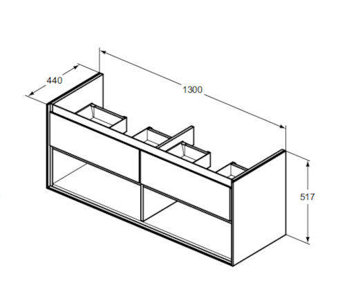 Kúpeľňová skrinka pod umývadlo Ideal Standard Connect Air 130x44x51,7 cm v kombinácii biela lesk / svetlo šedá mat E0831KN