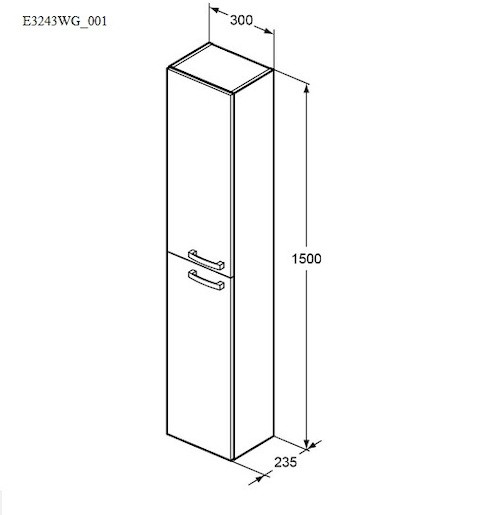 Kúpeľňová skrinka vysoká Ideal Standard Tempo 30x23,5x150 cm biela lesk E3243WG