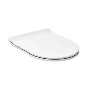 WC doska z duroplastu so softclose (pomalé sklápanie) v bielej farbe a dĺžkou sedátka 45,1 cm. Pánty z kovu so skrytým uchytením. Rozstup upevnenie 12,4-21,6 cm.