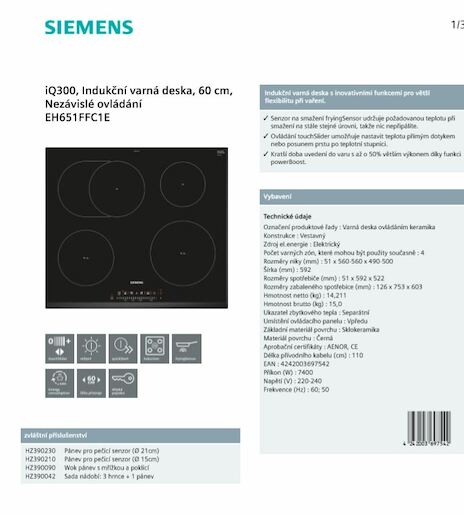 Indukčná varná doska Siemens EH651FFC1E