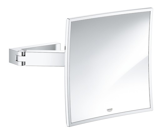 Štvorcové kozmetické zrkadielko vyťahovacie o rozmere 22,3x22,3 cm. Rám zrkadla v chrómovom prevedení.
