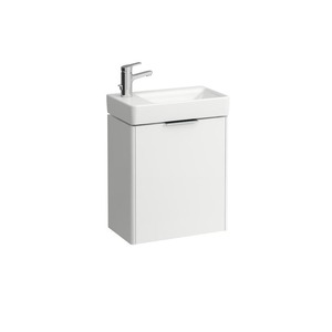 Závesná kúpeľňová skrinka pod umyvadlo v bielej farbe s matným povrchom o rozmere 47x53x26,5 cm.